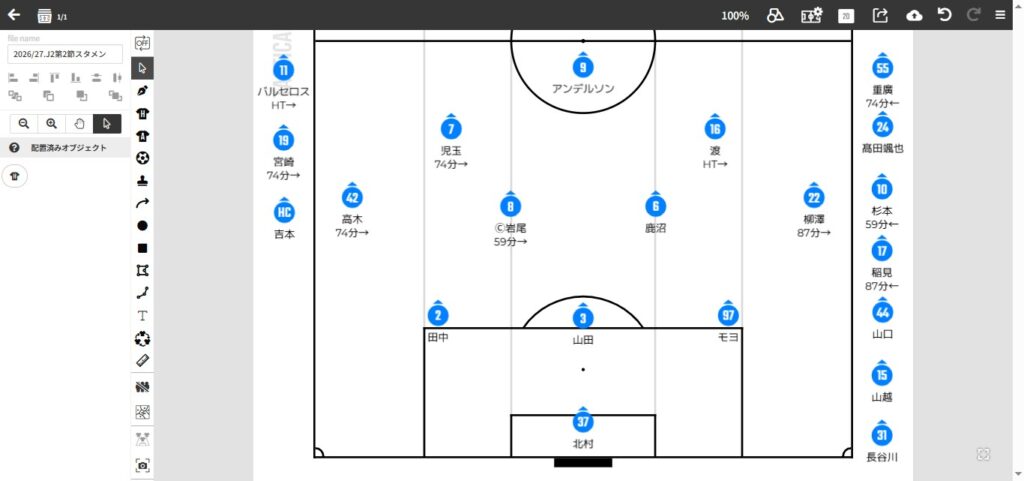2026/27.J2第2節.サガン鳥栖戦のスタメン