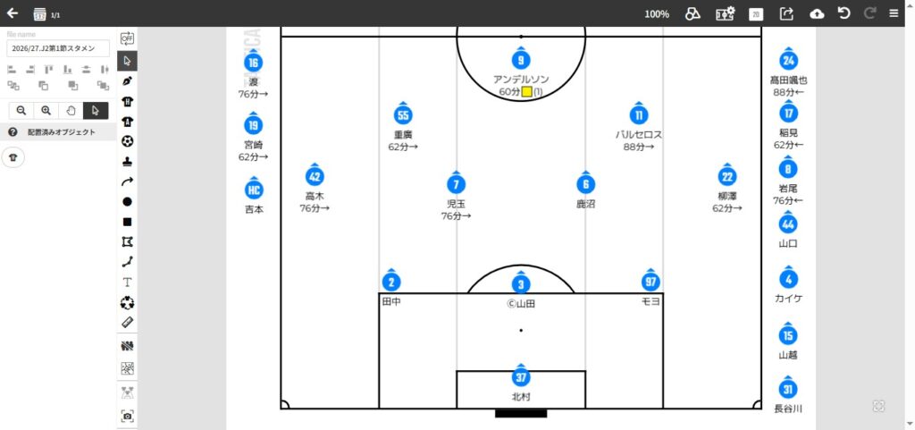 2026/27.J2第1節.北海道コンサドーレ札幌戦のスタメン