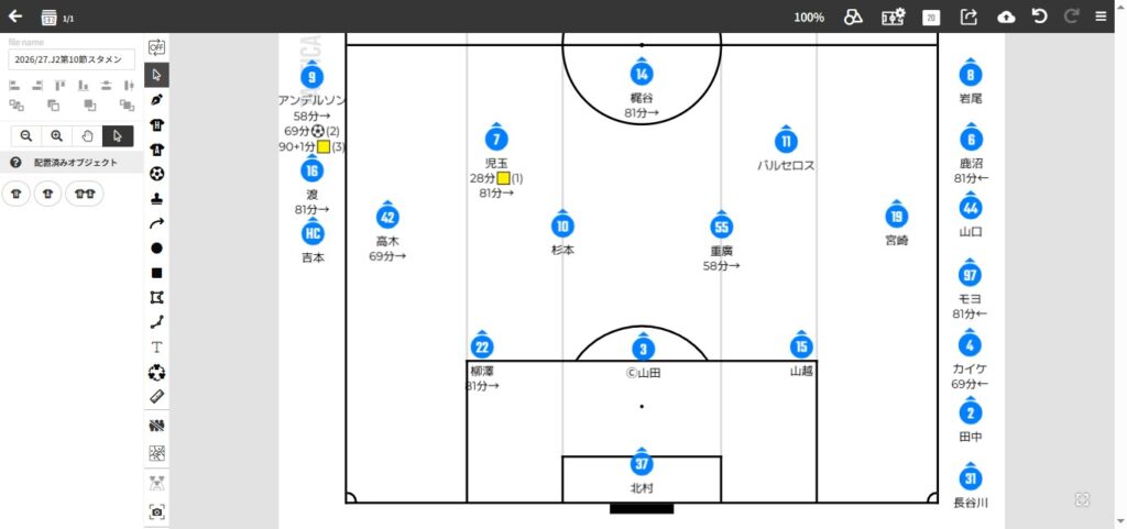 2026/27.J2第10節.FC今治戦のスタメン